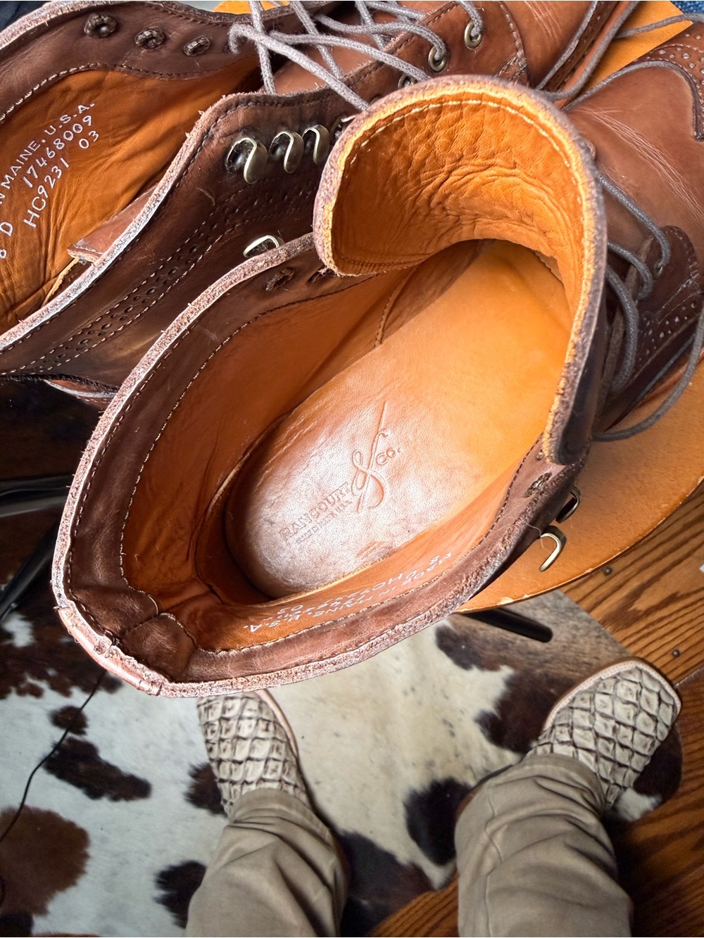 Rancourt Men's Heritage Leather Wingtip Lace-Up Boots - Worn only at my wedding - Picture 10 of 11